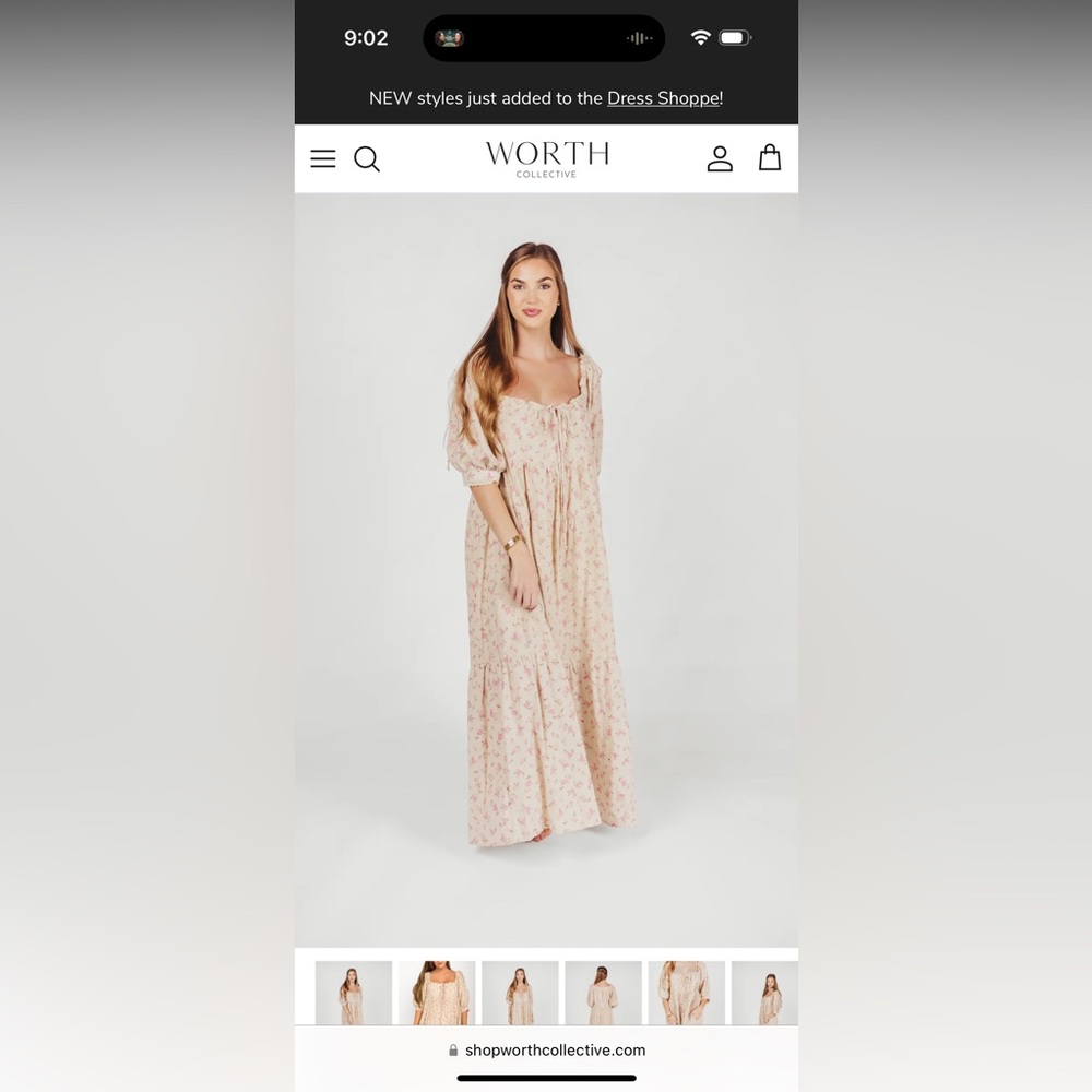 Worth Collective - Cara 100% Cotton Maxi Dress in Pink/Brown Floral - Medium